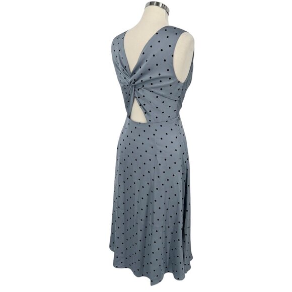 Modcloth Gill Polka Dot Sleeveless A-Line Midi Dress Knot Back Blue Size Medium - Picture 6 of 13